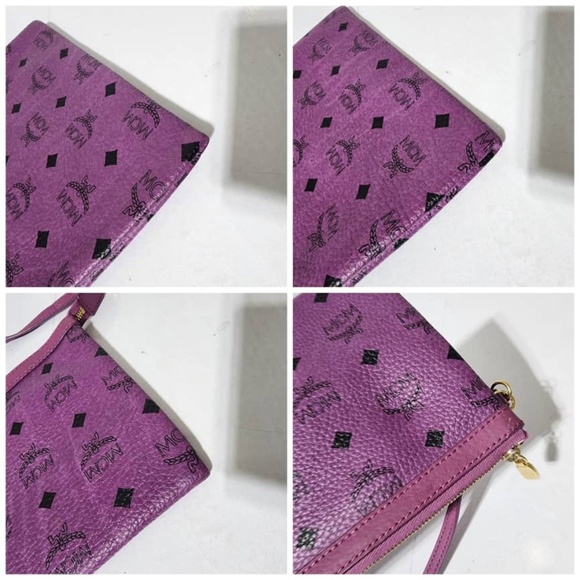 Authentic MCM Visetos Liz Shopper Pochette/Wristlet Purple - Picture 7 of 11